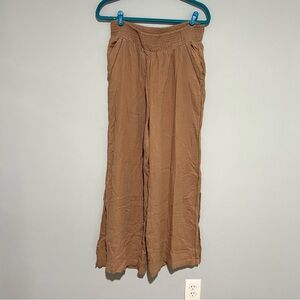 NEW NWT Aerie Tan Beige Stretchy Comfy Pants Size L Wide Leg Pants